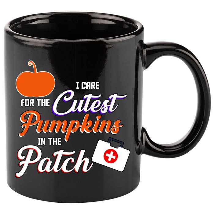 I Care For the Cutest Pumpkins In The Patch Halloween Nurse 11oz C Handle Ceramic Mug