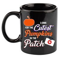 I Care For the Cutest Pumpkins In The Patch Halloween Nurse 11oz C Handle Ceramic Mug