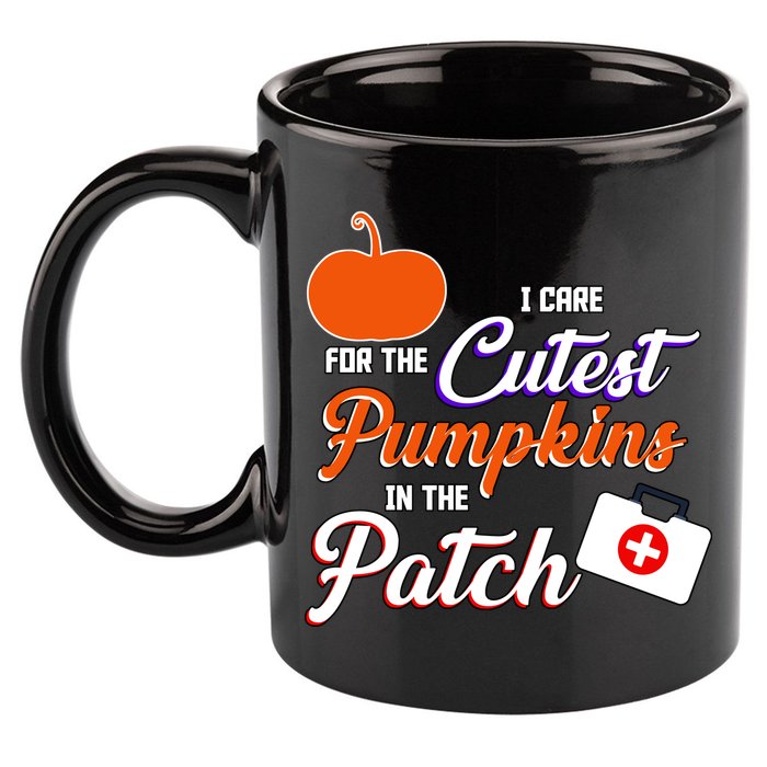 I Care For the Cutest Pumpkins In The Patch Halloween Nurse 11oz C Handle Ceramic Mug