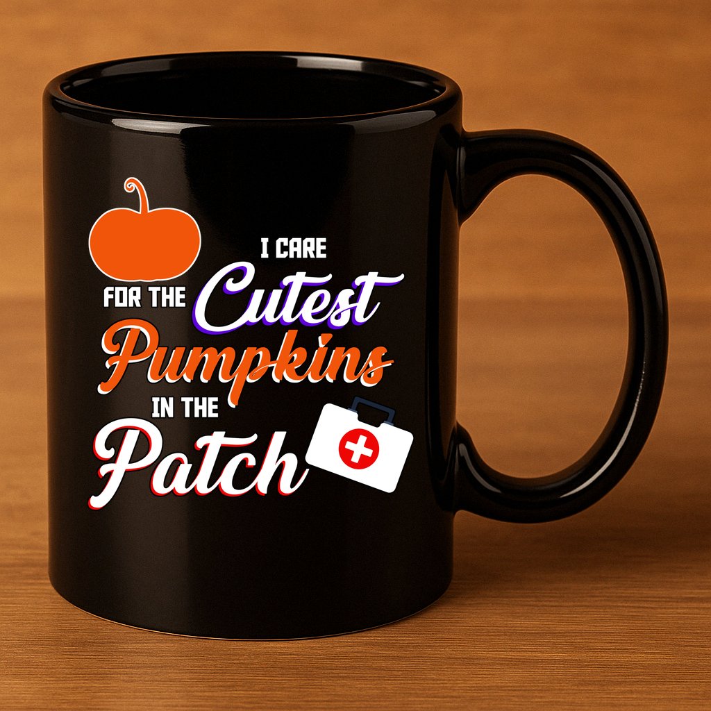 I Care For the Cutest Pumpkins In The Patch Halloween Nurse 11oz C Handle Ceramic Mug