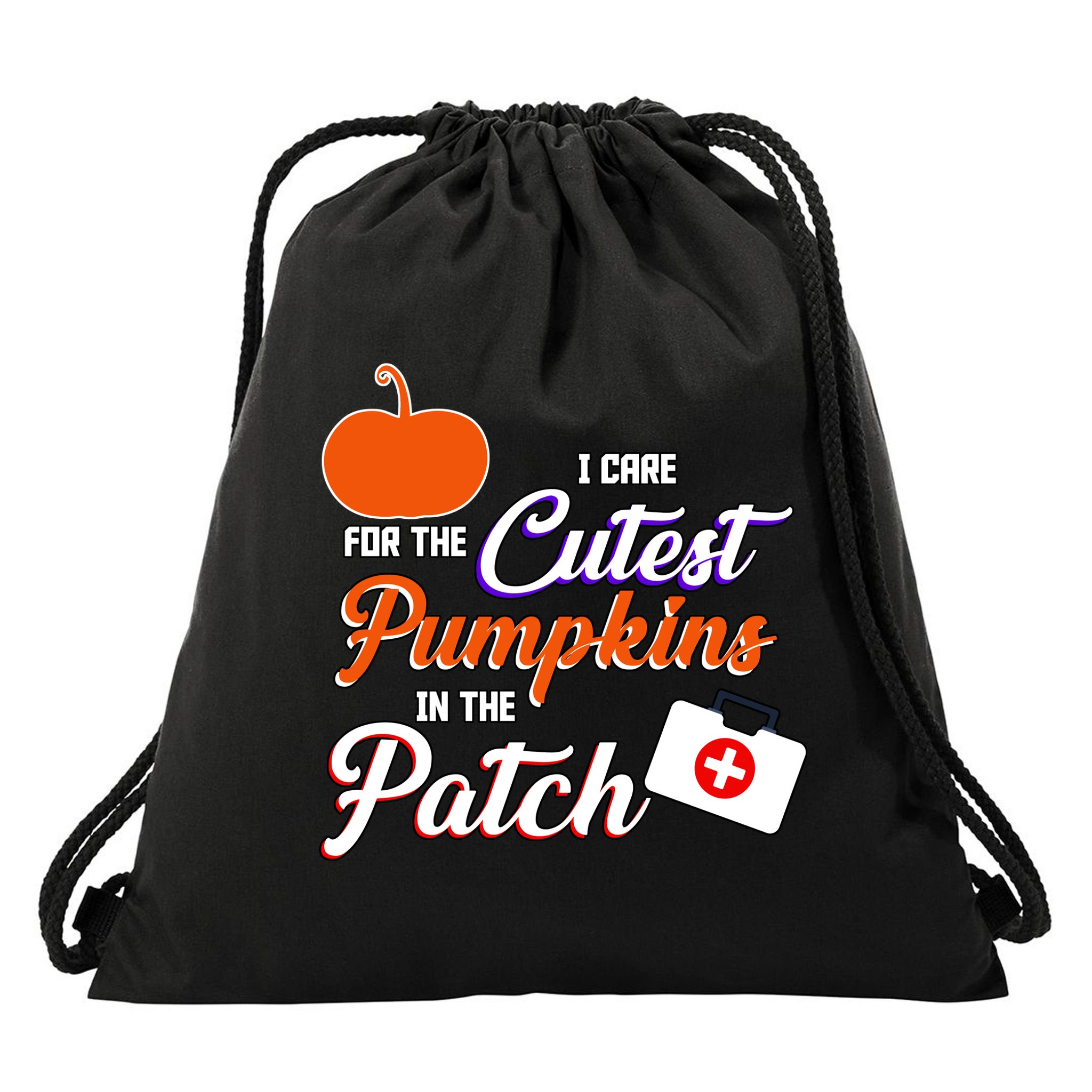 I Care For the Cutest Pumpkins In The Patch Halloween Nurse Drawstring Bag