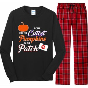 I Care For the Cutest Pumpkins In The Patch Halloween Nurse Long Sleeve Pajama Set