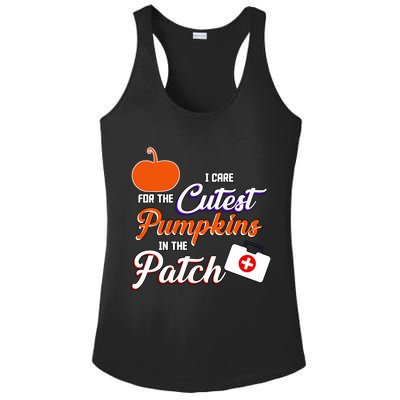 I Care For the Cutest Pumpkins In The Patch Halloween Nurse Ladies PosiCharge Competitor Racerback Tank