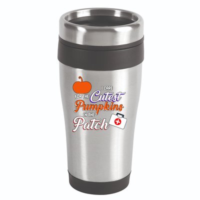 I Care For the Cutest Pumpkins In The Patch Halloween Nurse 16oz Travel Tumbler
