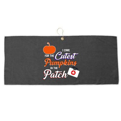 I Care For the Cutest Pumpkins In The Patch Halloween Nurse Large Microfiber Waffle Golf Towel