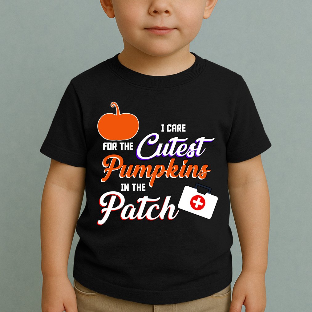 I Care For the Cutest Pumpkins In The Patch Halloween Nurse Toddler T-Shirt
