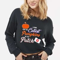 I Care For the Cutest Pumpkins In The Patch Halloween Nurse Cropped Pullover Crew