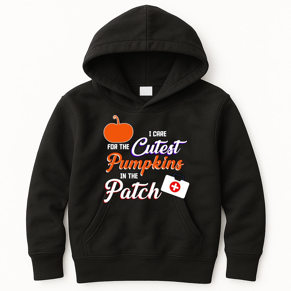 I Care For the Cutest Pumpkins In The Patch Halloween Nurse Kids Hoodie