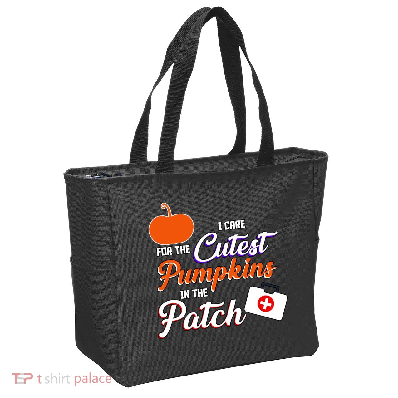 I Care For the Cutest Pumpkins In The Patch Halloween Nurse Zip Tote Bag