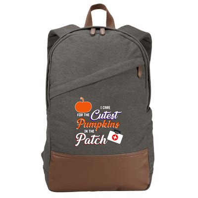 I Care For the Cutest Pumpkins In The Patch Halloween Nurse Cotton Canvas Backpack