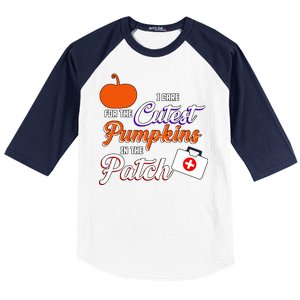 I Care For the Cutest Pumpkins In The Patch Halloween Nurse Baseball Sleeve Shirt