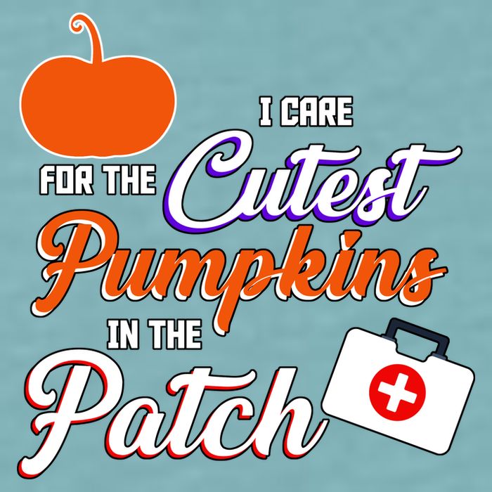 I Care For the Cutest Pumpkins In The Patch Halloween Nurse Sueded Cloud Jersey T-Shirt