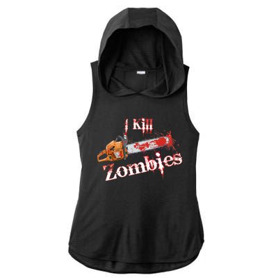 I Chainsaw Zombies Ladies PosiCharge Tri-Blend Wicking Draft Hoodie Tank