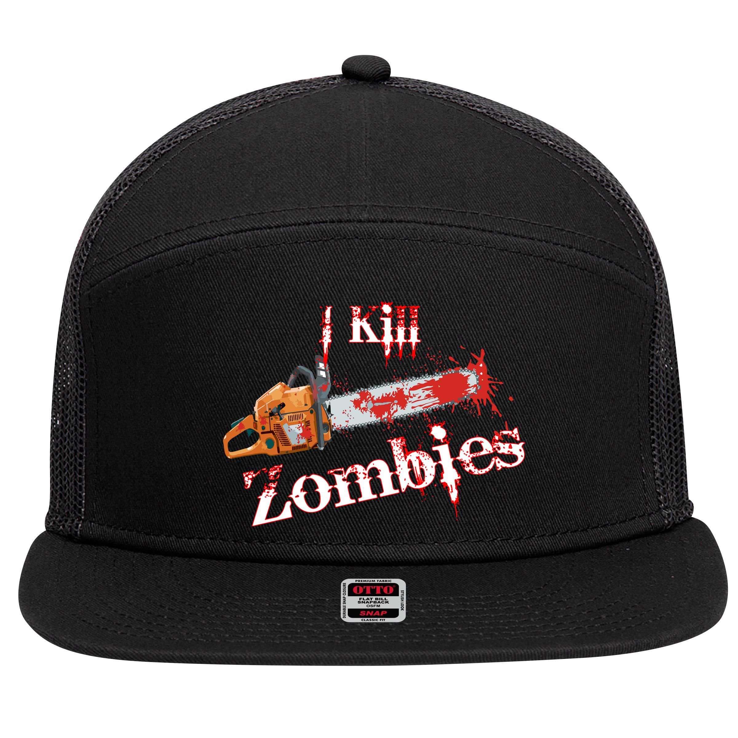 I Chainsaw Zombies 7 Panel Mesh Trucker Snapback Hat