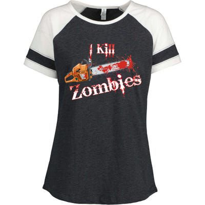 I Chainsaw Zombies Enza Ladies Jersey Colorblock Tee