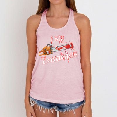 I Chainsaw Zombies Women's Knotted Racerback Tank