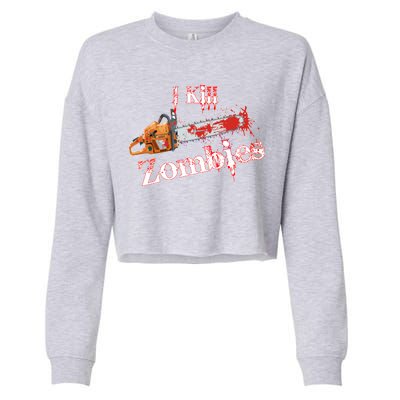 I Chainsaw Zombies Cropped Pullover Crew