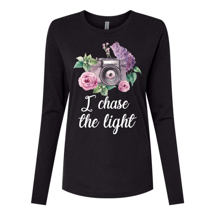 I Chase the Light Camera Womens Cotton Relaxed Long Sleeve T-Shirt