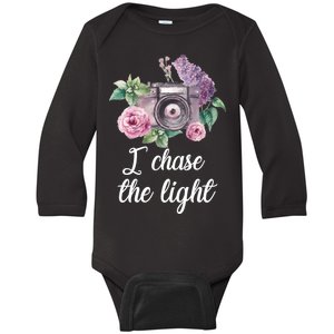 I Chase the Light Camera Baby Long Sleeve Bodysuit