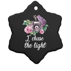 I Chase the Light Camera Ceramic Star Ornament