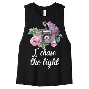 I Chase the Light Camera Women's Racerback Cropped Tank