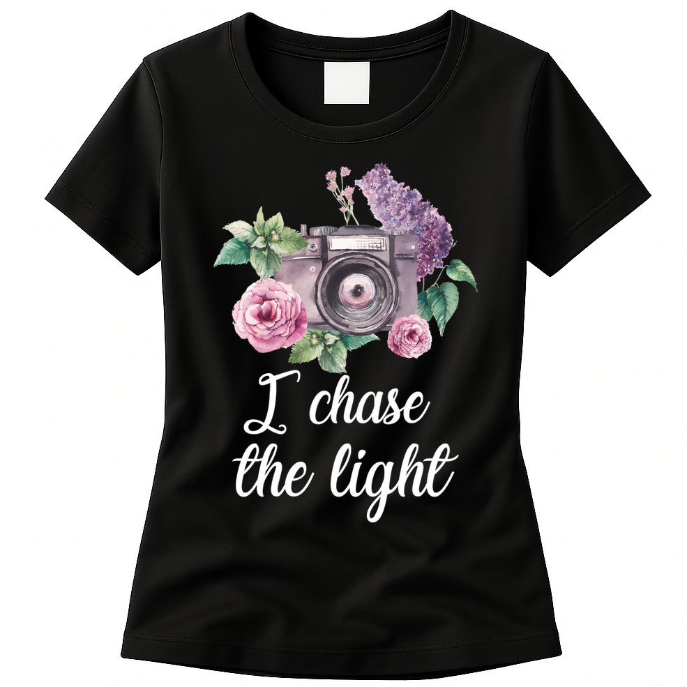 I Chase the Light Camera Womens T-Shirt