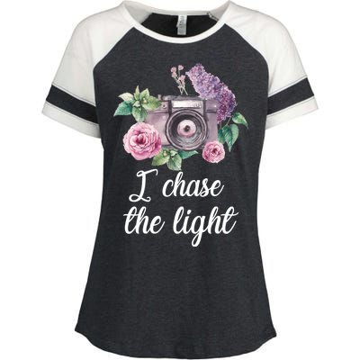 I Chase the Light Camera Enza Ladies Jersey Colorblock Tee