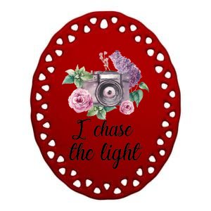 I Chase the Light Camera Ceramic Oval Ornament