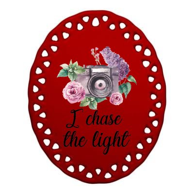 I Chase the Light Camera Ceramic Oval Ornament