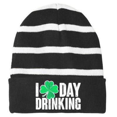 I Clover Day Drinking  Striped Beanie with Solid Band