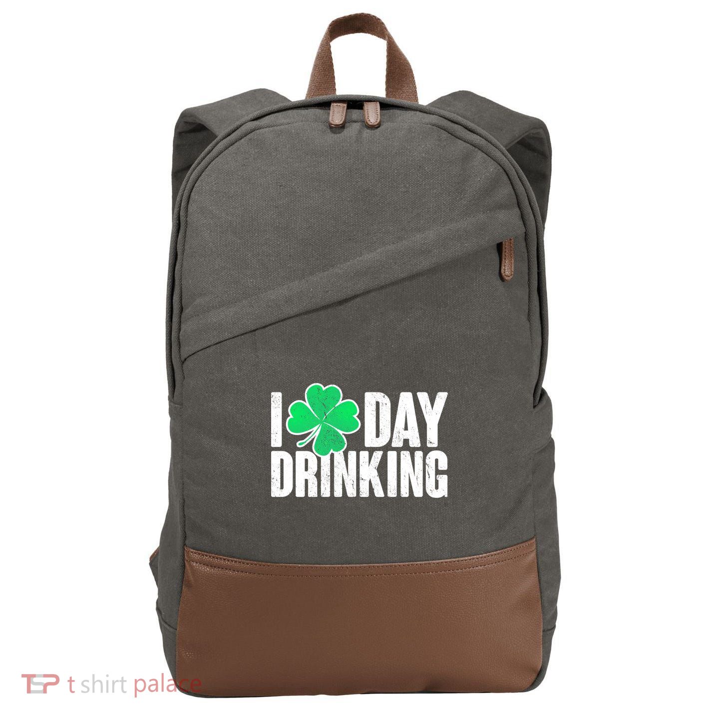 I Clover Day Drinking  Cotton Canvas Backpack