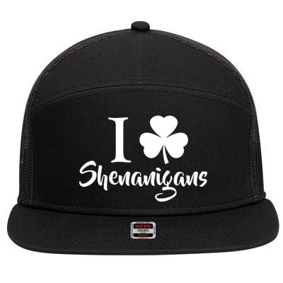 I Clover Shenanigans Irish Shamrock 7 Panel Mesh Trucker Snapback Hat