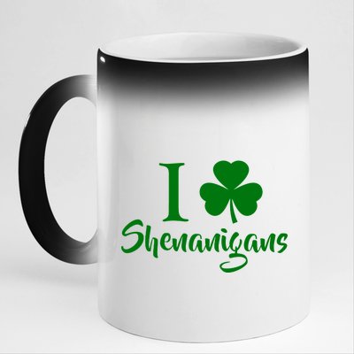 I Clover Shenanigans Irish Shamrock 11oz Black Color Changing Mug