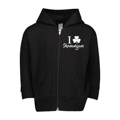 I Clover Shenanigans Irish Shamrock Toddler Zip Fleece Hoodie