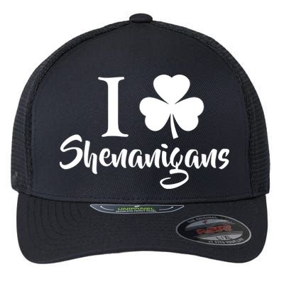 I Clover Shenanigans Irish Shamrock Flexfit Unipanel Trucker Cap