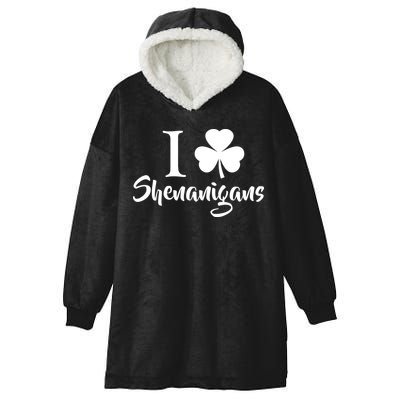 I Clover Shenanigans Irish Shamrock Hooded Wearable Blanket