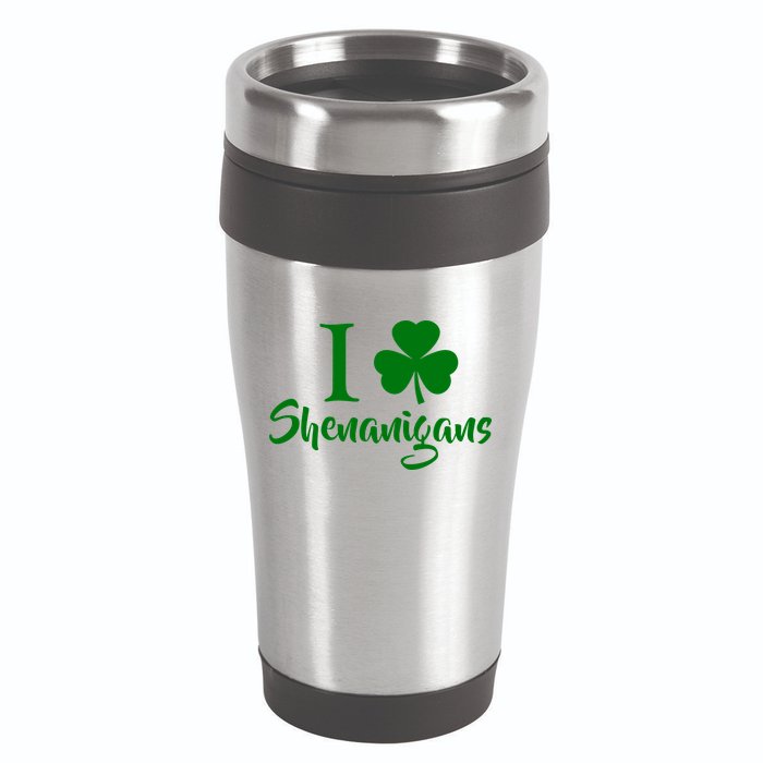I Clover Shenanigans Irish Shamrock 16oz Travel Tumbler