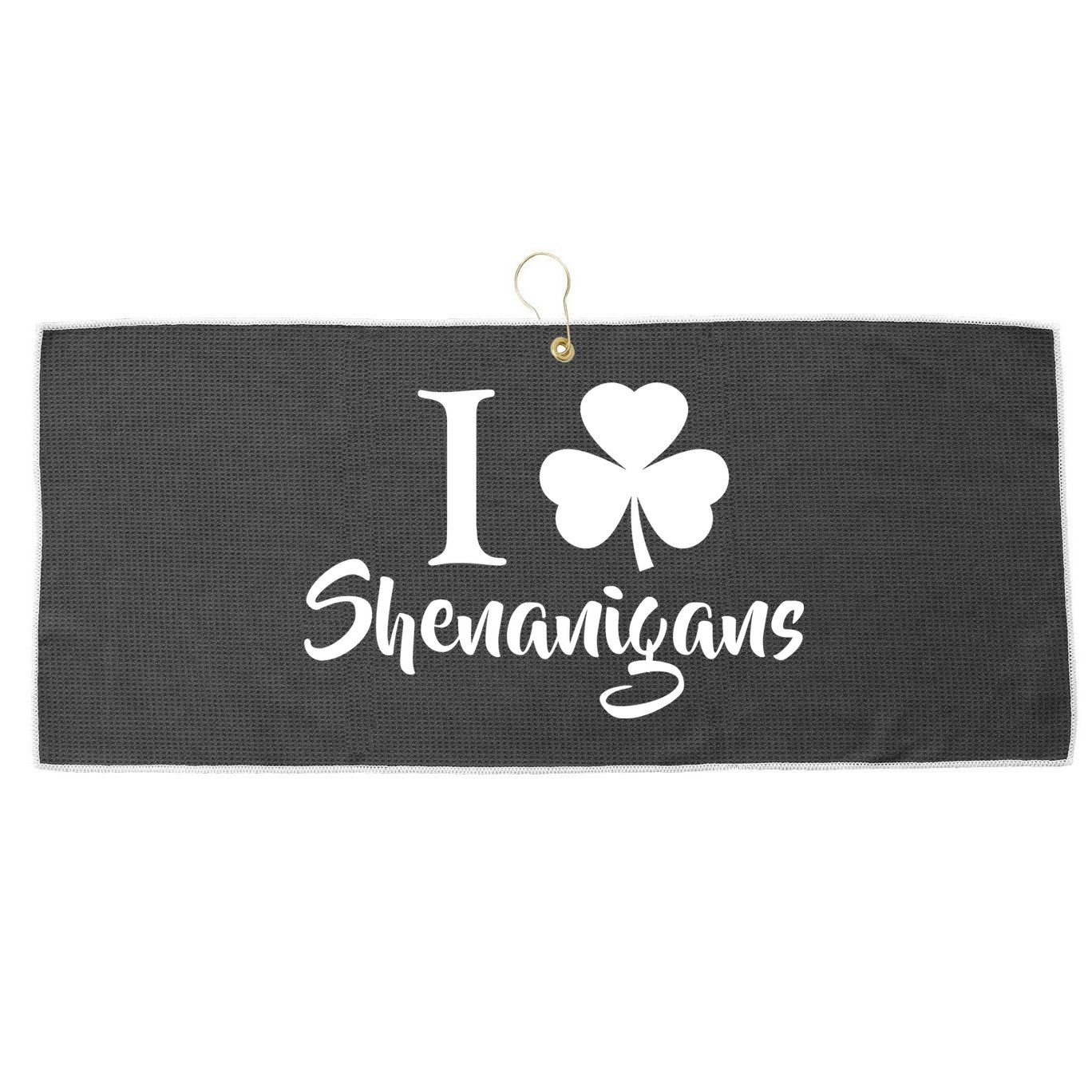 I Clover Shenanigans Irish Shamrock Large Microfiber Waffle Golf Towel