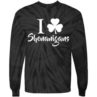 I Clover Shenanigans Irish Shamrock Tie-Dye Long Sleeve Shirt