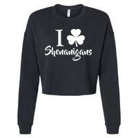 I Clover Shenanigans Irish Shamrock Cropped Pullover Crew