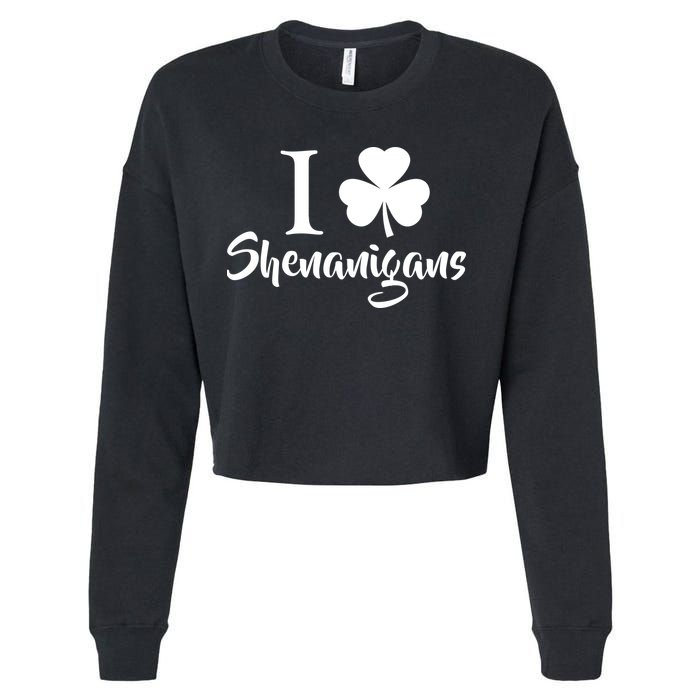 I Clover Shenanigans Irish Shamrock Cropped Pullover Crew