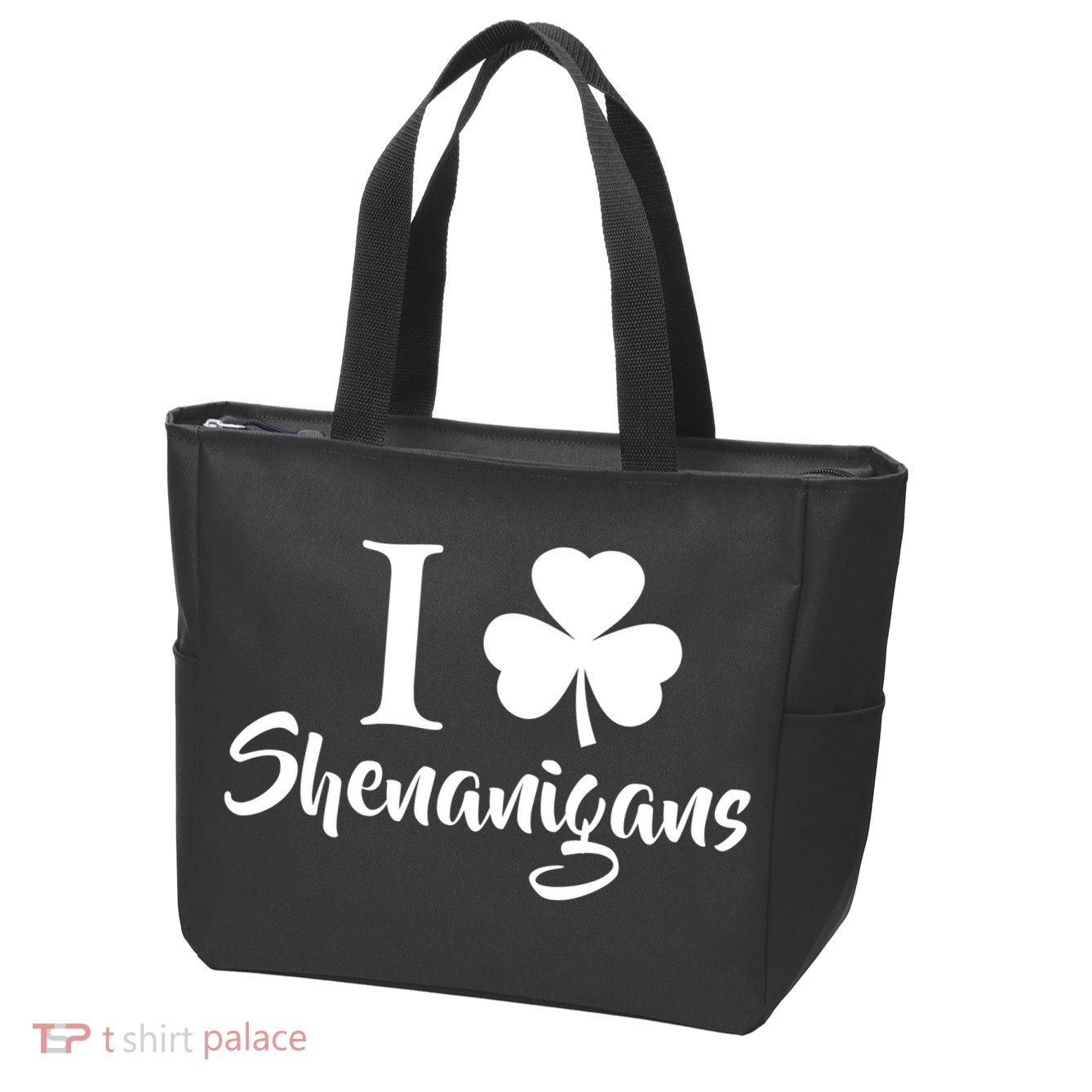 I Clover Shenanigans Irish Shamrock Zip Tote Bag