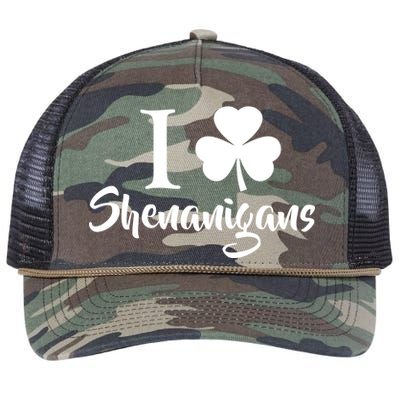 I Clover Shenanigans Irish Shamrock Retro Rope Trucker Hat Cap