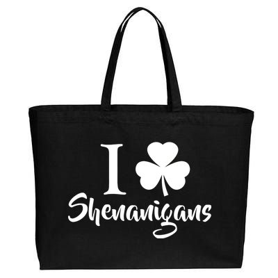 I Clover Shenanigans Irish Shamrock Cotton Canvas Jumbo Tote