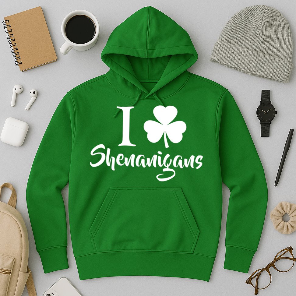 I Clover Shenanigans Irish Shamrock Hoodie