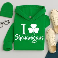 I Clover Shenanigans Irish Shamrock Hoodie