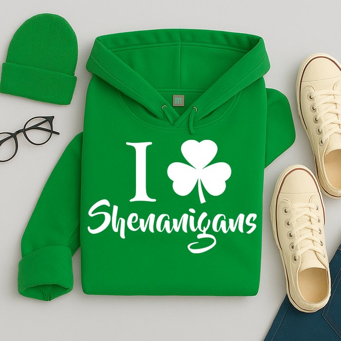 I Clover Shenanigans Irish Shamrock Hoodie