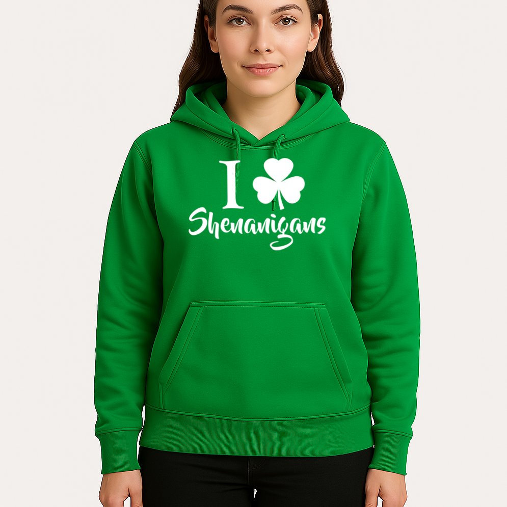 I Clover Shenanigans Irish Shamrock Hoodie