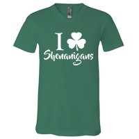 I Clover Shenanigans Irish Shamrock V-Neck T-Shirt