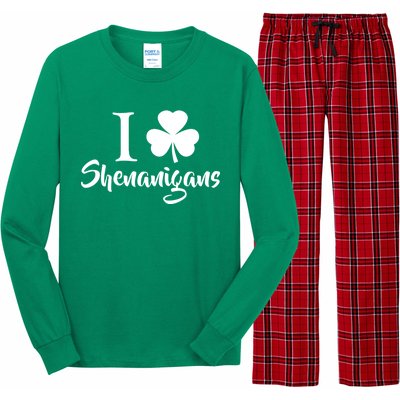 I Clover Shenanigans Irish Shamrock Long Sleeve Pajama Set